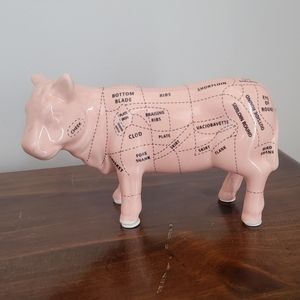 Ceramic Model Cow Diagram Beef Figurine Standing Beef Cut Chart - Small size
